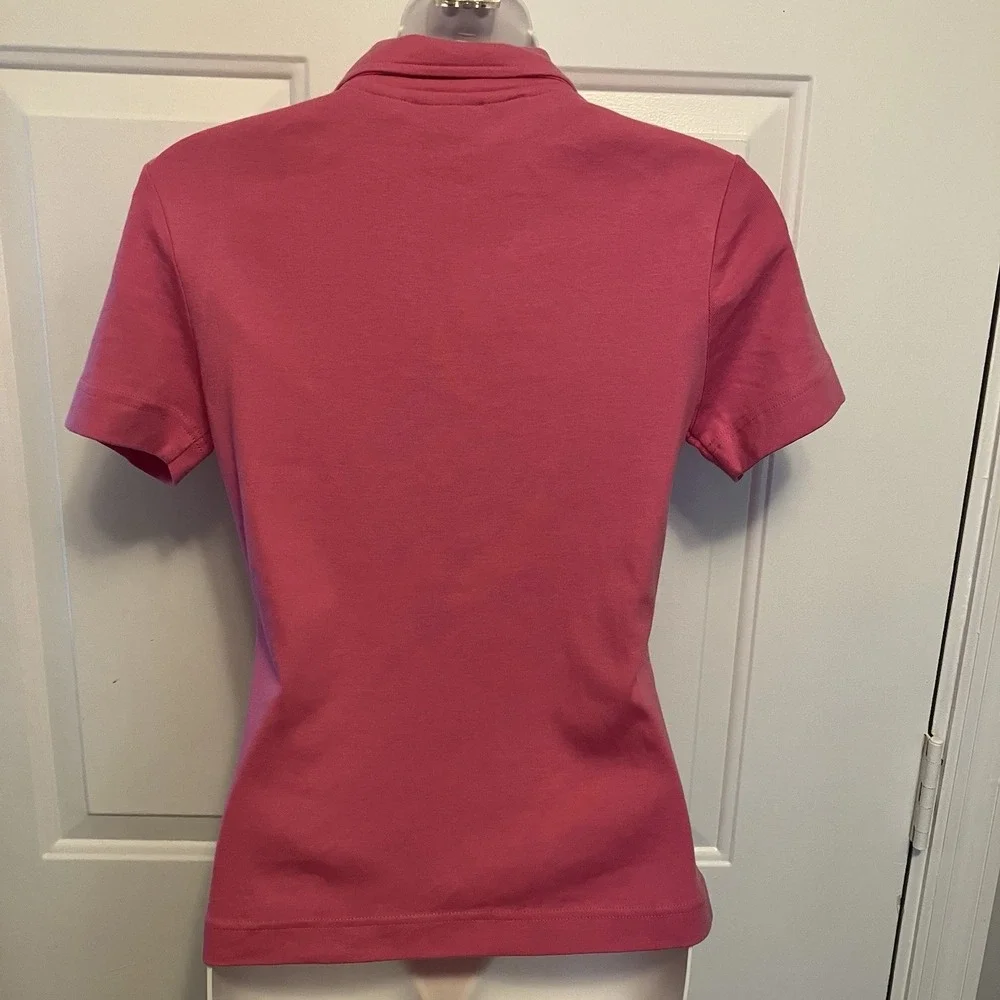 TORY BURCH Hot Pink Polo Shirt Top‎ Gold Buttons Size Small Women's
